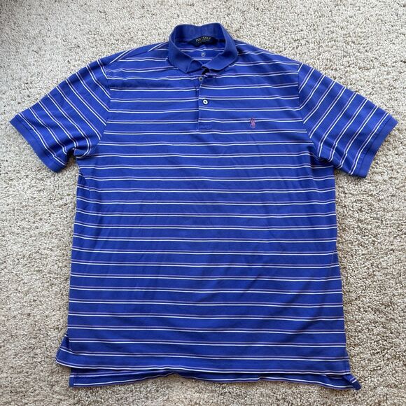 Polo Ralph‎ Lauren Shirt Mens XL  Purple Striped Collared Golf Short Sleeve - Picture 1 of 6